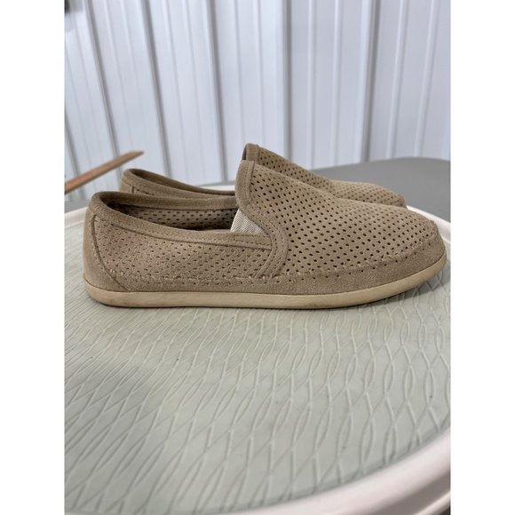 Minnetonka Pacific Perforated Slip-On Shoes Womens 10 Beige Suede Leather - Picture 6 of 8
